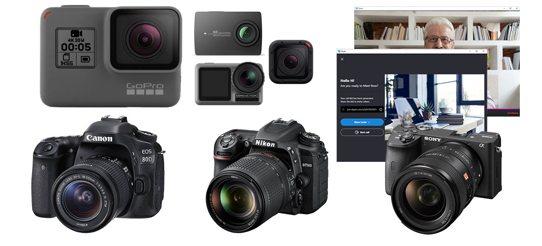 Webcam Tool turns GoPro, DJI Osmo Action, Session and Canon, Nikon & Sony cameras into a virtual webcam for Zoom and video calls